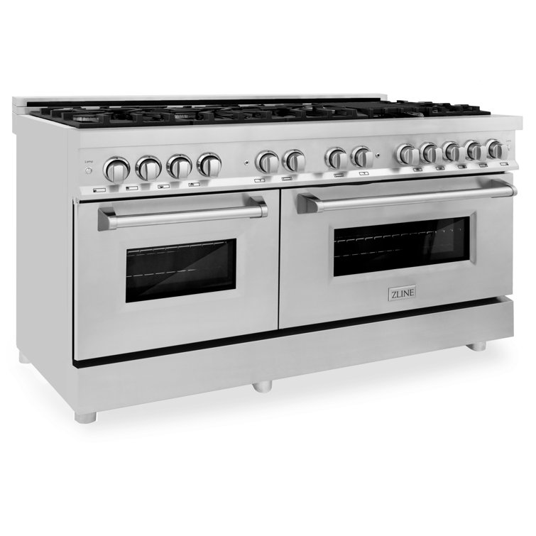 ZLINE 60" Stainless Steel Dual Fuel Range with 9 Burners and Griddle