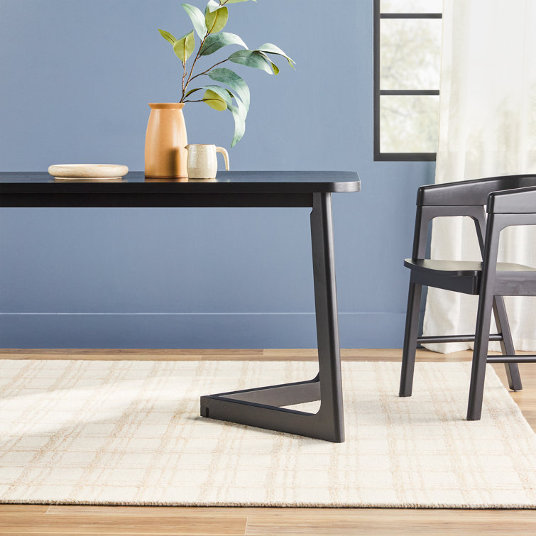 Modern Black Rectangular Wood Dining Table for Six