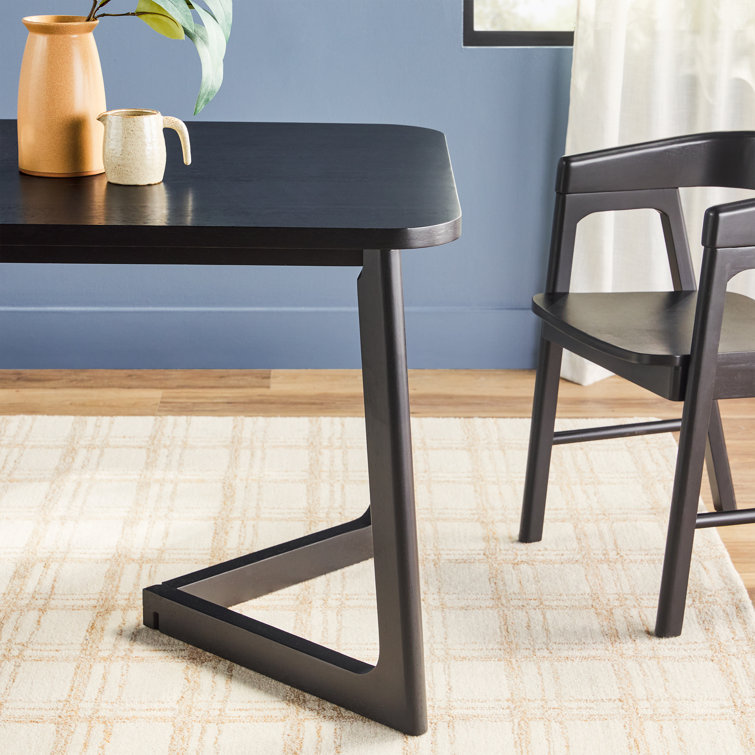 Modern Black Rectangular Wood Dining Table for Six
