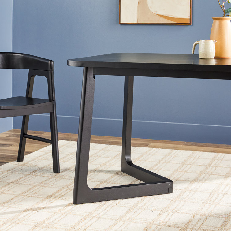 Modern Black Rectangular Wood Dining Table for Six