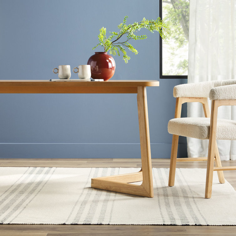 Natural Solid Wood Rectangular Dining Table with Geometric Legs