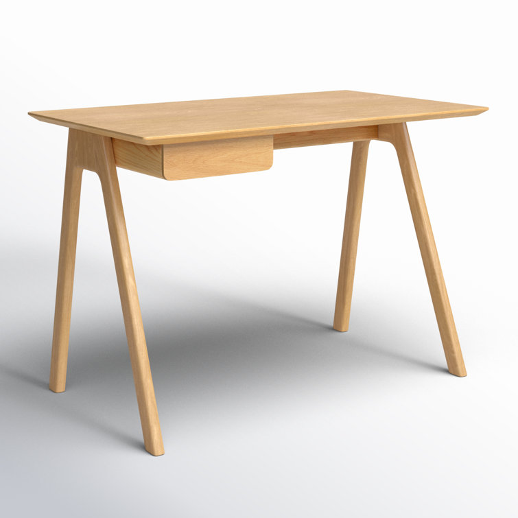 White Oak Compact Wooden Desk with Drawer