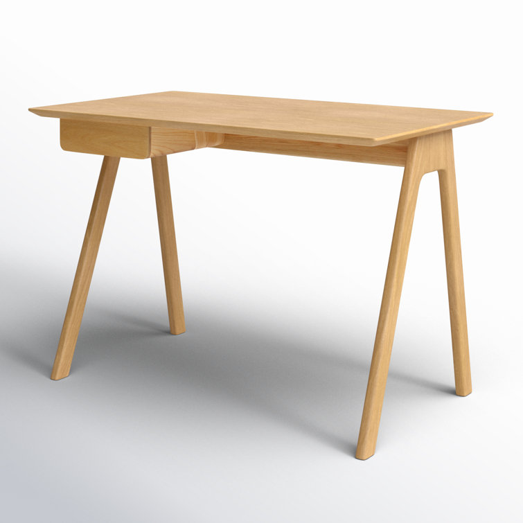 White Oak Compact Wooden Desk with Drawer