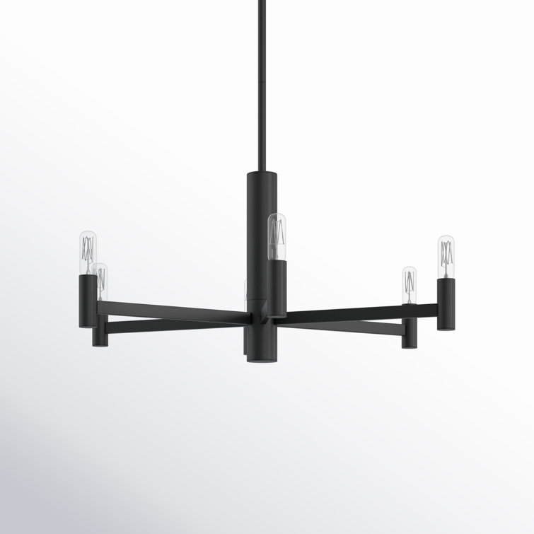 Black Aluminum Steel 6-Light Candle Style Chandelier