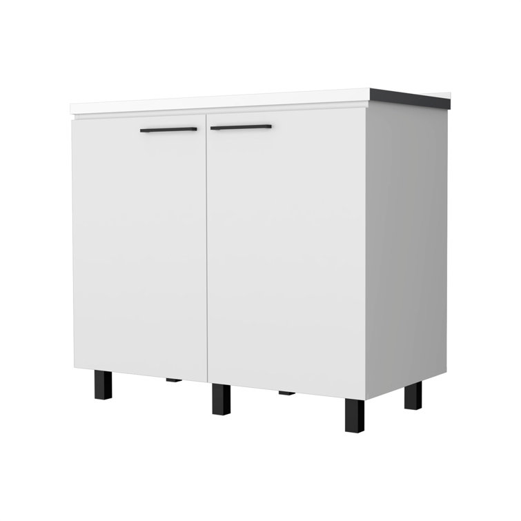White Aluminum Utility Sink Cabinet with Slender Legs