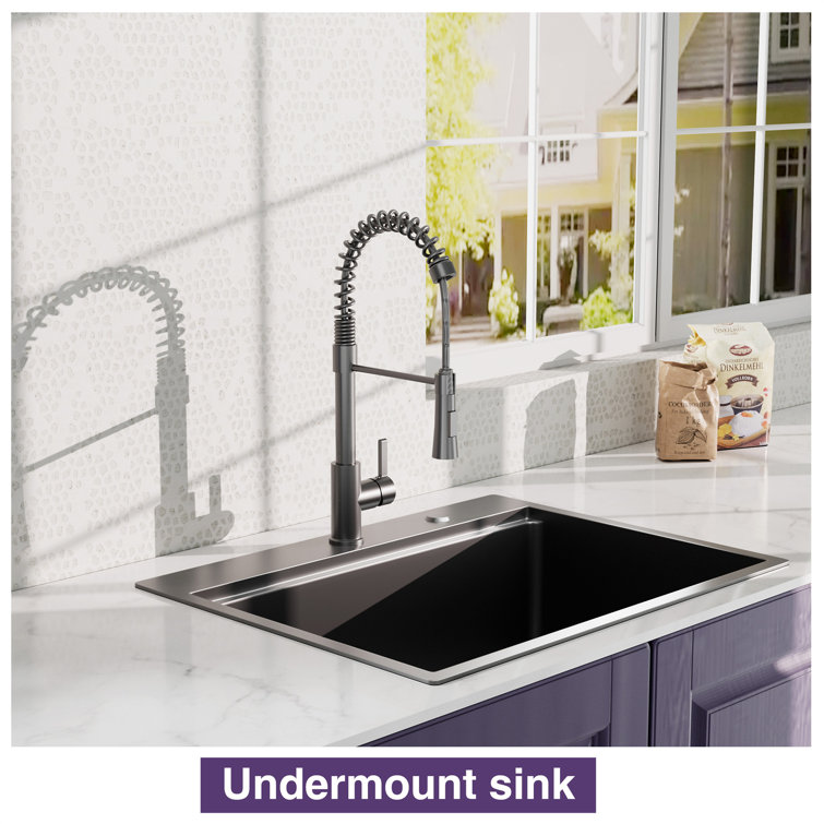 32x22 Inch Gunmetal Black Stainless Steel Single Bowl Workstation Sink