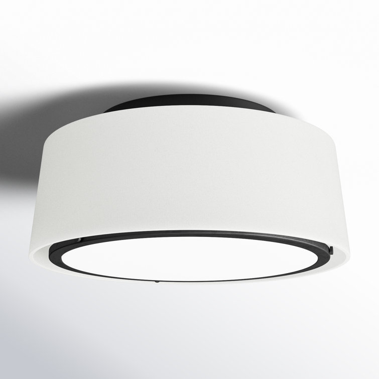 18'' Black and White Silk Drum Semi-Flush Mount Light