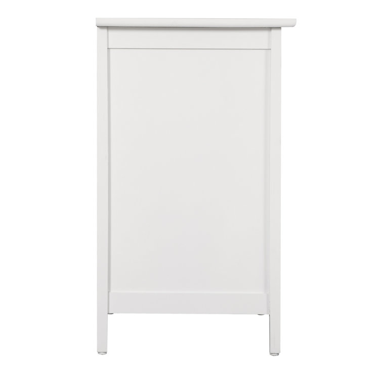 White Wood 3-Drawer Nightstand with Nickel Hardware