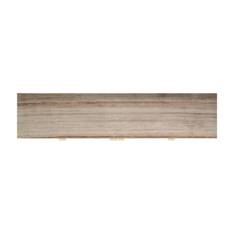 84" White and Sandstone Media Cabinet with Gold Metal Base