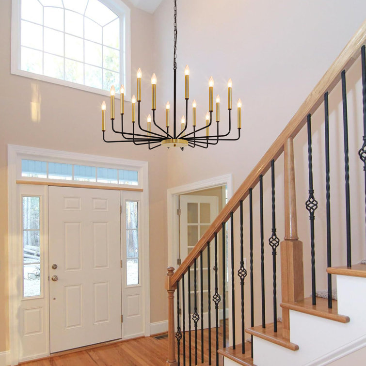 Black and Gold 16-Light Candle Chandelier with Adjustable Chain