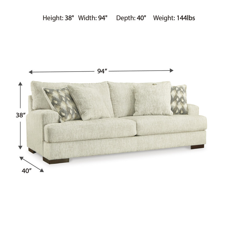 Beige Microfiber 94'' Track Arm Sofa with Removable Cushions