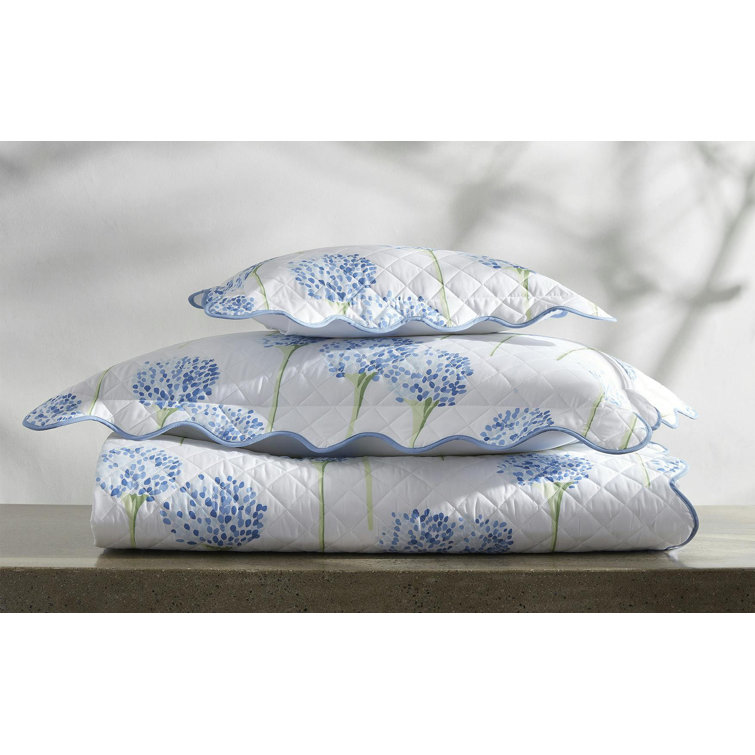 King Size Azure Cotton Floral Quilt