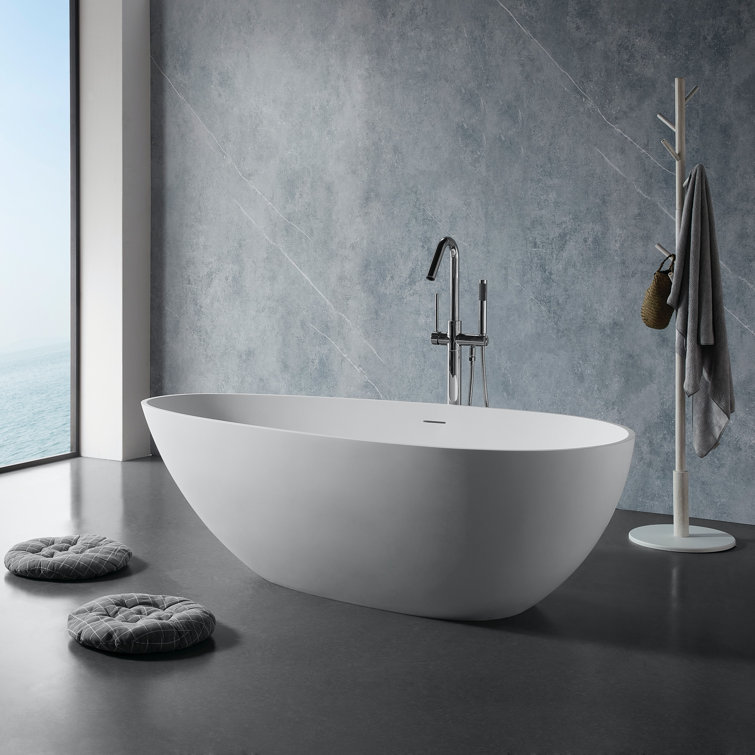 59'' Matte White Acrylic Freestanding Soaking Bathtub