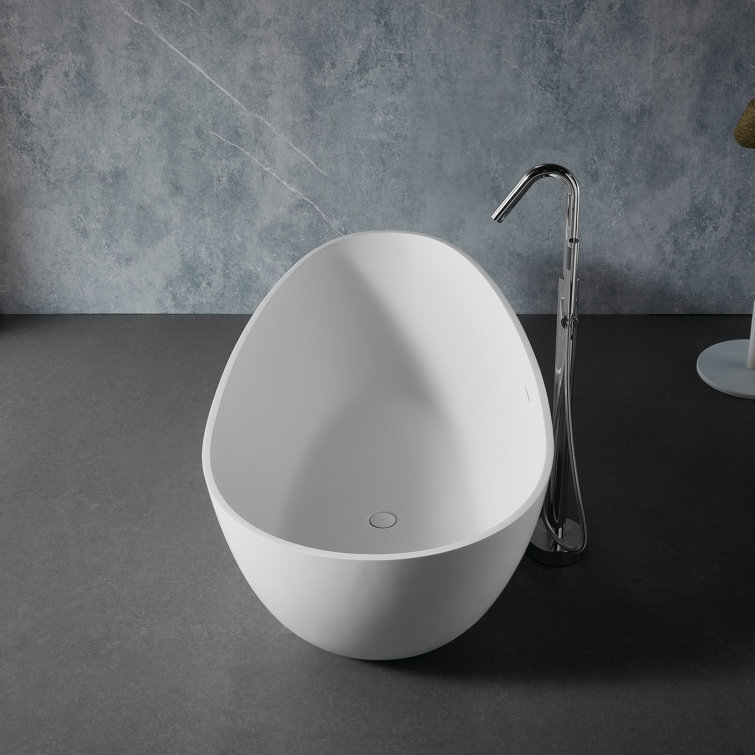 59'' Matte White Acrylic Freestanding Soaking Bathtub