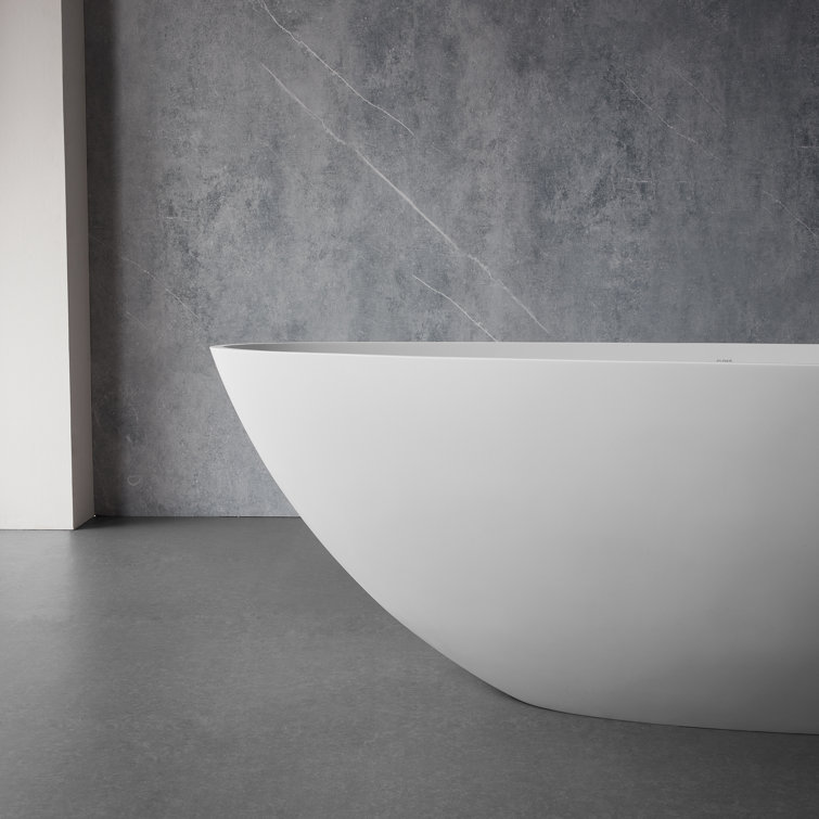 59'' Matte White Acrylic Freestanding Soaking Bathtub