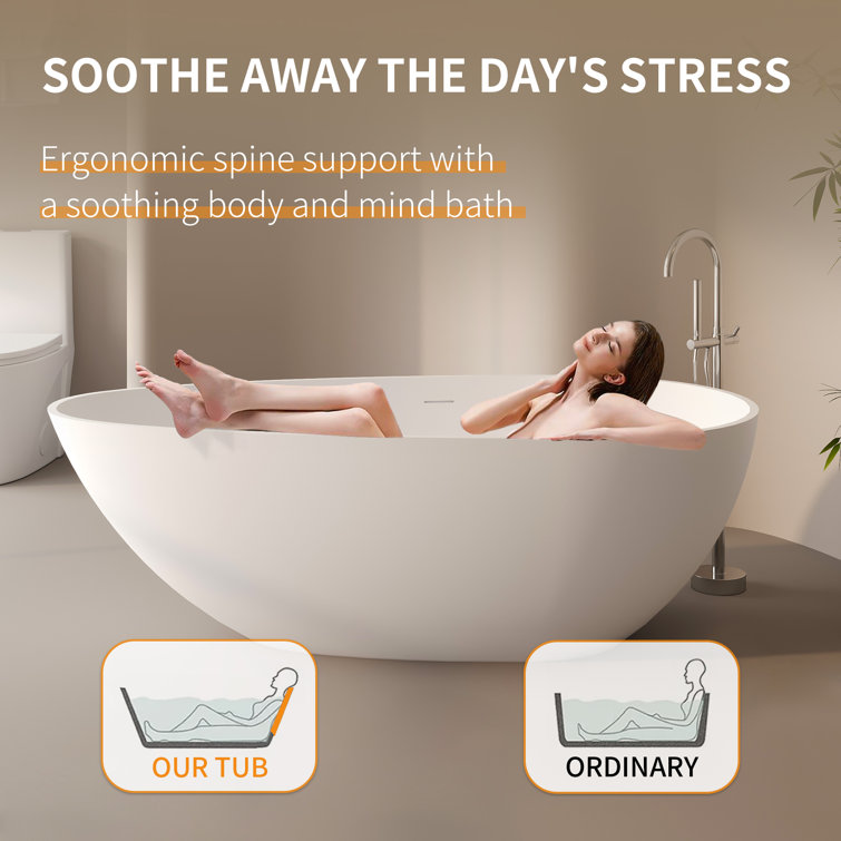 59'' Matte White Acrylic Freestanding Soaking Bathtub