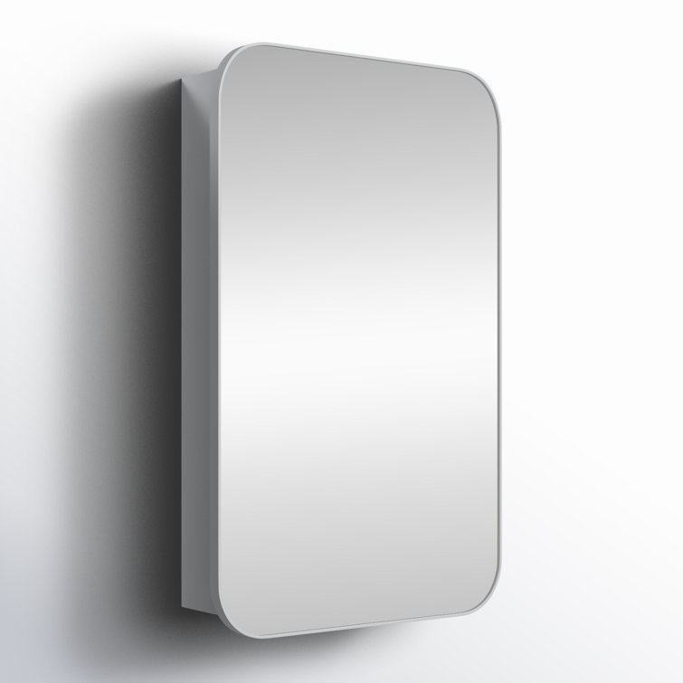 Silver Metal Slim Frame Medicine Cabinet with Mirror