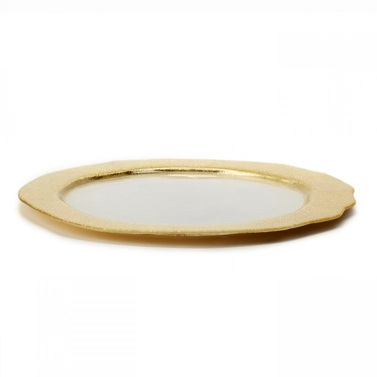 Rufolo 12.75" Gold-Rimmed Glass Charger for Elegant Tables
