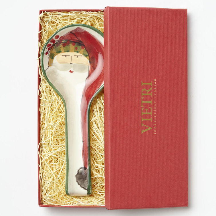 Festive Santa Ceramic Spoon Rest with Handle Holder