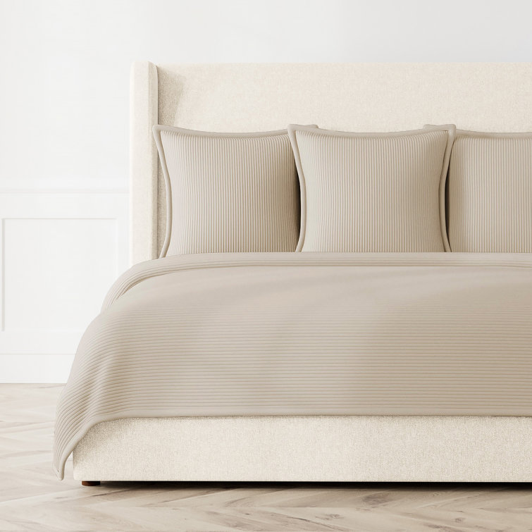 Traditional Gray King Coverlet Set with Linear Quilting