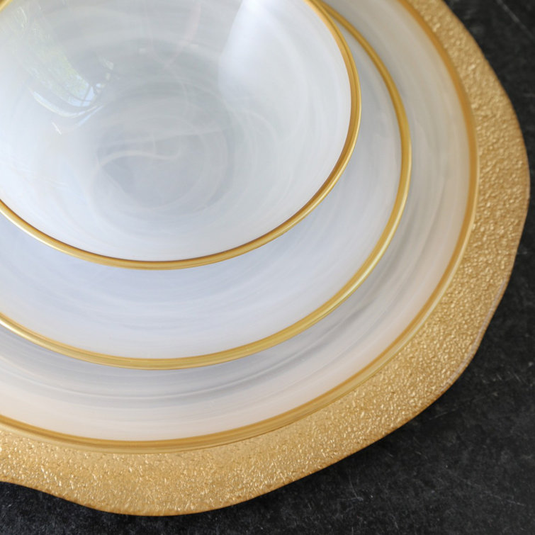 Rufolo 12.75" Gold-Rimmed Glass Charger for Elegant Tables