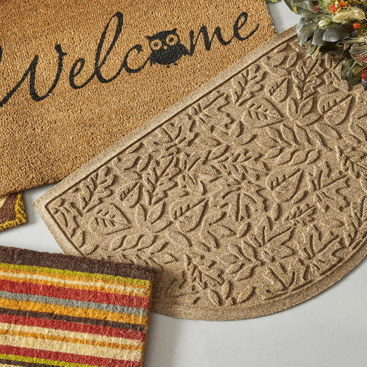 Dark Brown Semi-Circle Rubber Outdoor Fall Door Mat
