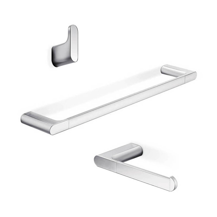 Mito 3-Piece Luxe Metal Bathroom Hardware Set in Chrome