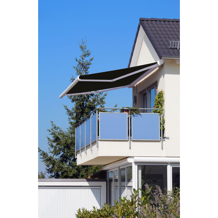 Garden Green and Sand Beige Striped Retractable Electric Awning