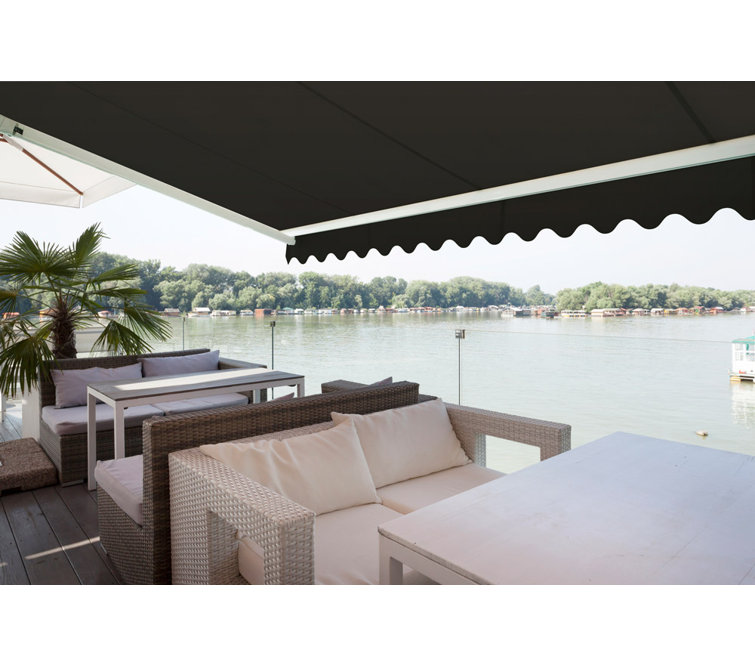 Black 8' x 6' Manual Retractable Aluminum Patio Awning