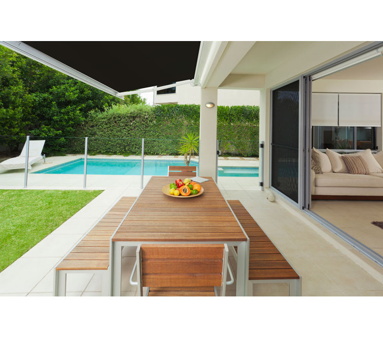 Black 8' x 6' Manual Retractable Aluminum Patio Awning