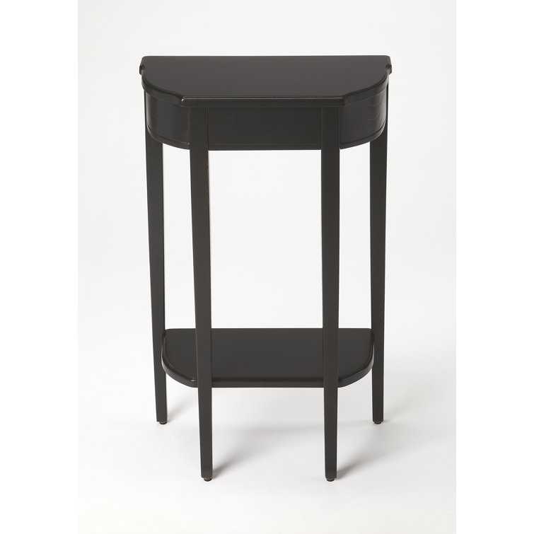 Wendell Black Licorice Demilune Console Table with Storage