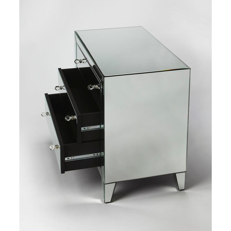 Emily 30" Mirrored MDF Drawer Chest with Ball Bearing Guides
