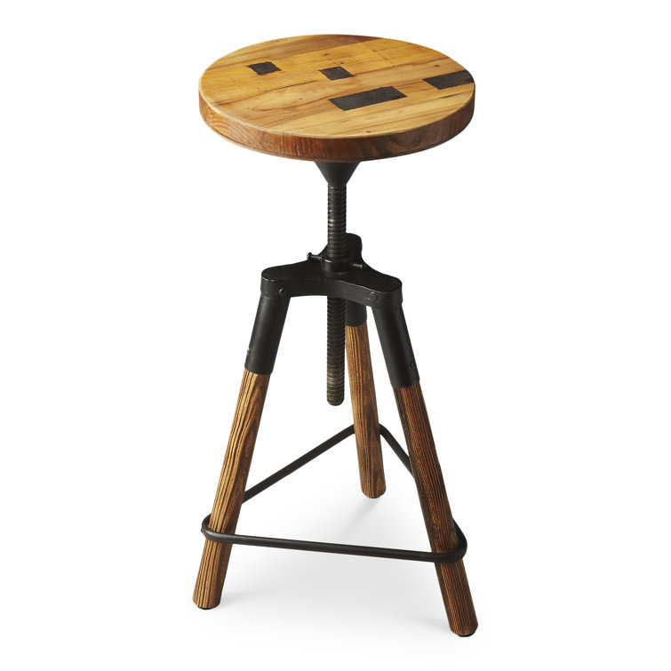 Metalworks Finish Revolving Adjustable Wood & Metal Bar Stool