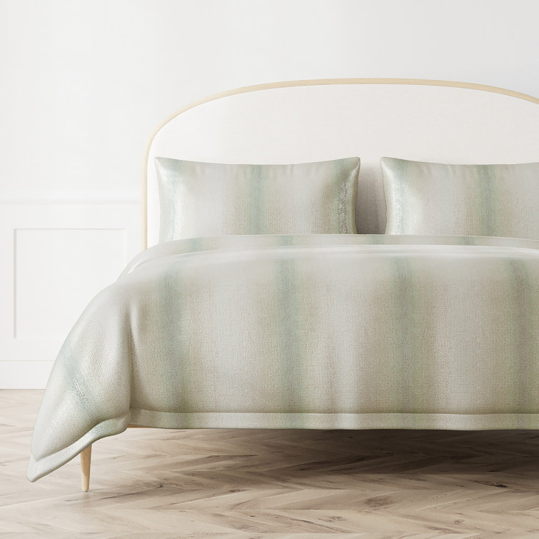 Anguilla Shimmery Silver Flecks Queen Cotton Duvet Cover - Aquamarine