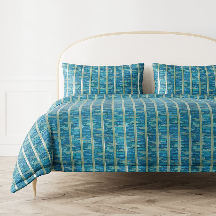 King Blue Cotton Jacquard Duvet Cover