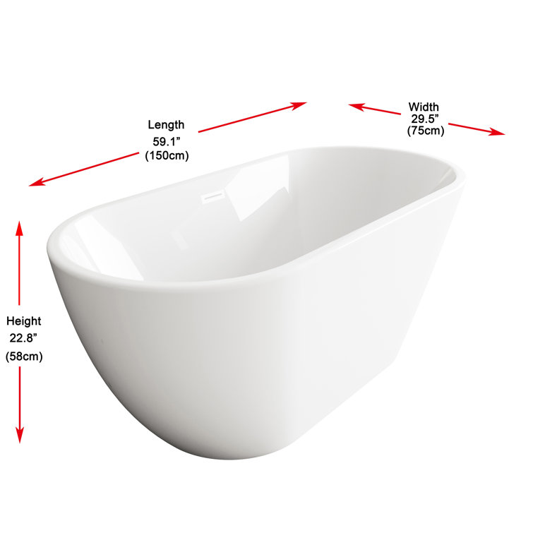 Elegant Glossy White Acrylic Freestanding Bathtub with Polished Trim