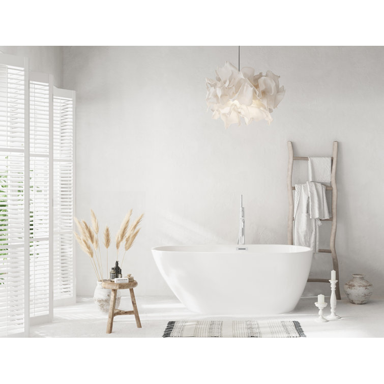 Elegant Glossy White Acrylic Freestanding Bathtub with Chrome Trim