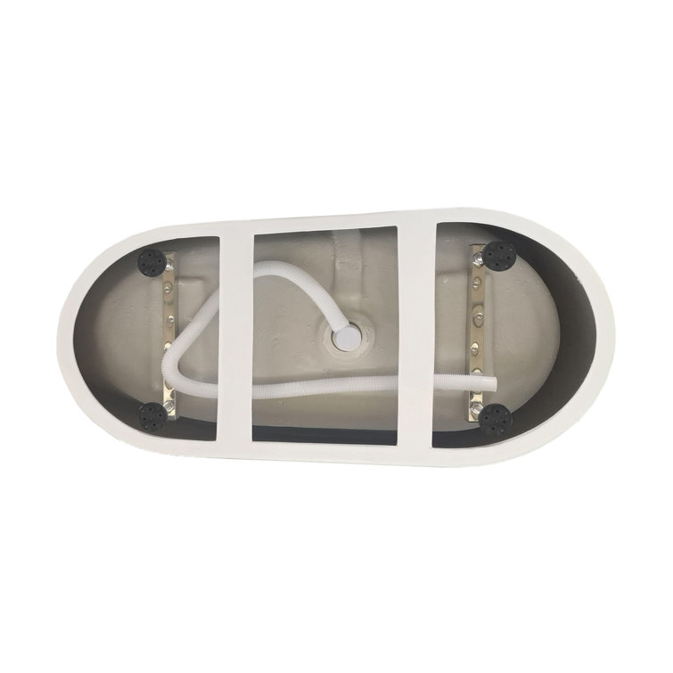 67 Inch Glossy White Acrylic Freestanding Bathtub with Brushed Gold Trim