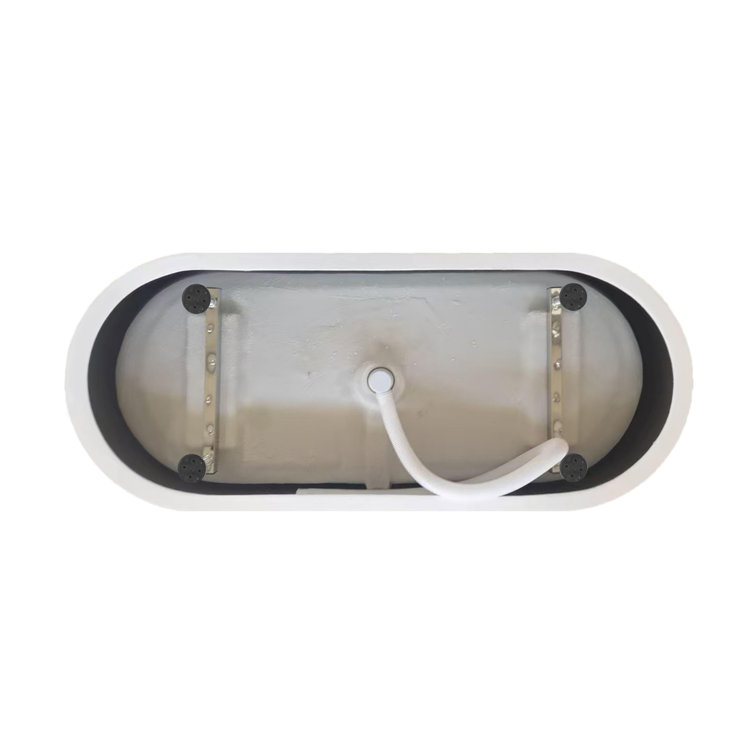 67 Inch Glossy White Acrylic Bathtub with Matte Black Trim