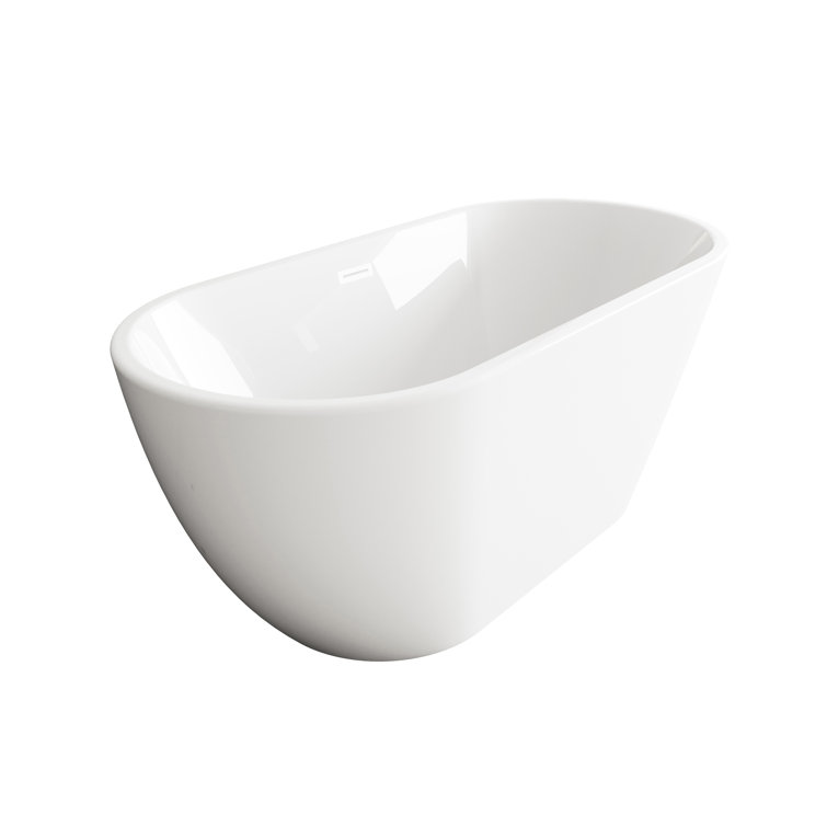 Elegant Glossy White Acrylic Freestanding Bathtub with Polished Trim