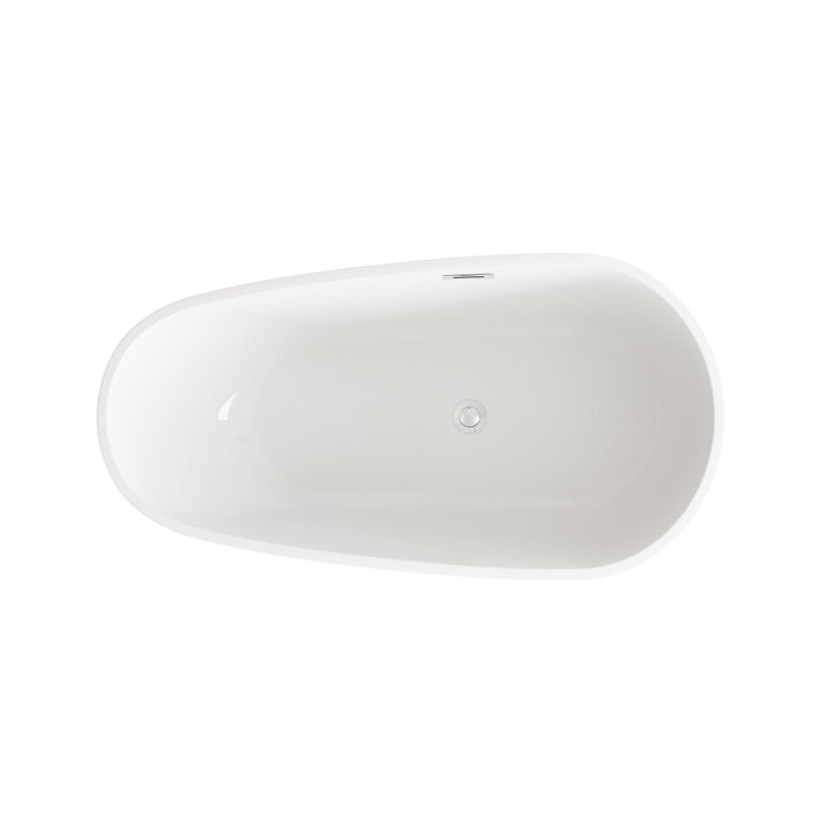 Elegant Glossy White Acrylic Freestanding Bathtub with Chrome Trim