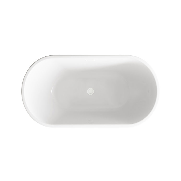 Elegant Glossy White Acrylic Freestanding Bathtub with Polished Trim