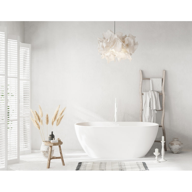 Elegant Glossy White Acrylic Freestanding Bathtub with Polished Trim