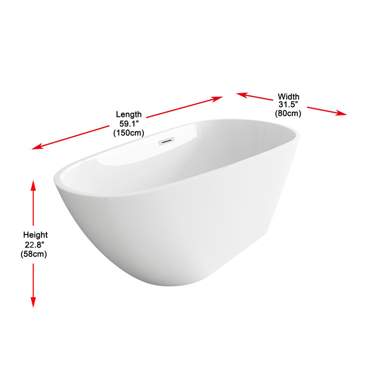 Elegant Glossy White Acrylic Freestanding Bathtub with Chrome Trim