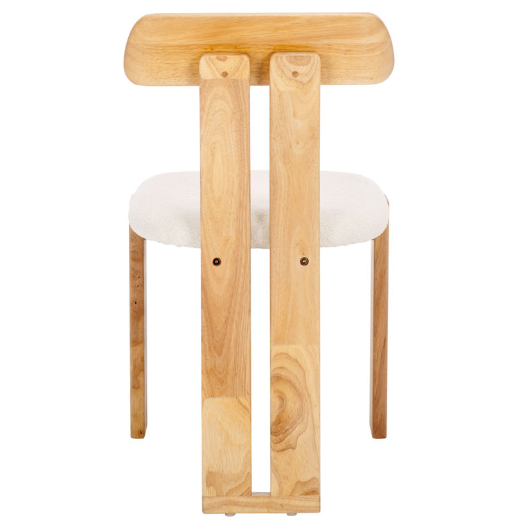 Cream Upholstered Dining Chair with Light Blonde Wood Frame