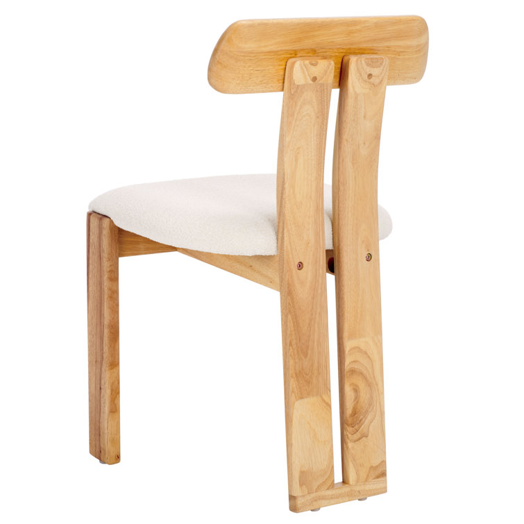 Cream Upholstered Dining Chair with Light Blonde Wood Frame