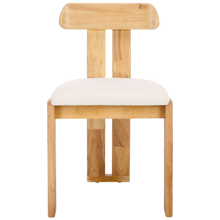 Cream Upholstered Dining Chair with Light Blonde Wood Frame