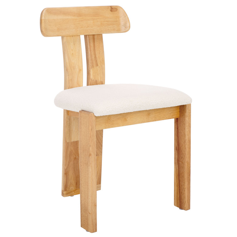 Cream Upholstered Dining Chair with Light Blonde Wood Frame