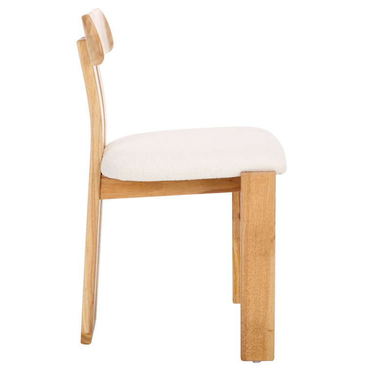 Cream Upholstered Dining Chair with Light Blonde Wood Frame