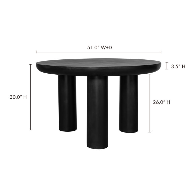 Rocca Black Round 51" Industrial Wood Dining Table